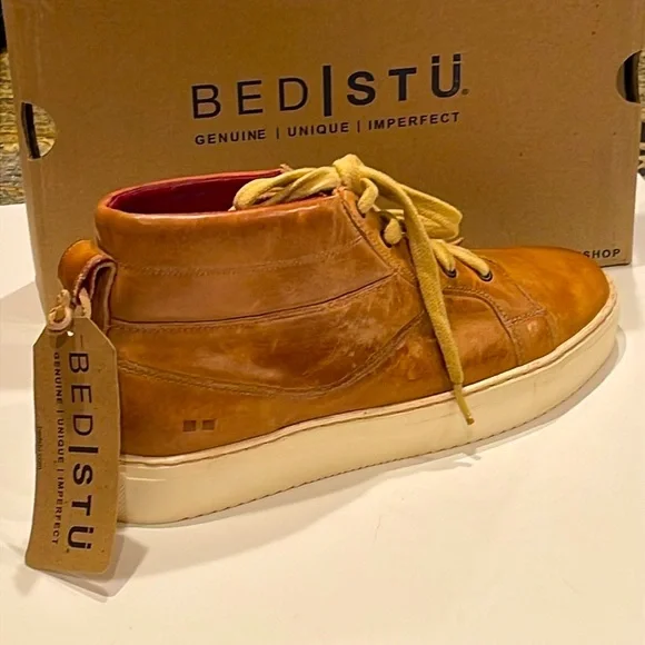BED STU ROSSELA TAN RUSTIC HIGH TOP LEATHER SNEAKER MADE IN LEON, MEXICO SIZE 9 - Picture 8 of 13